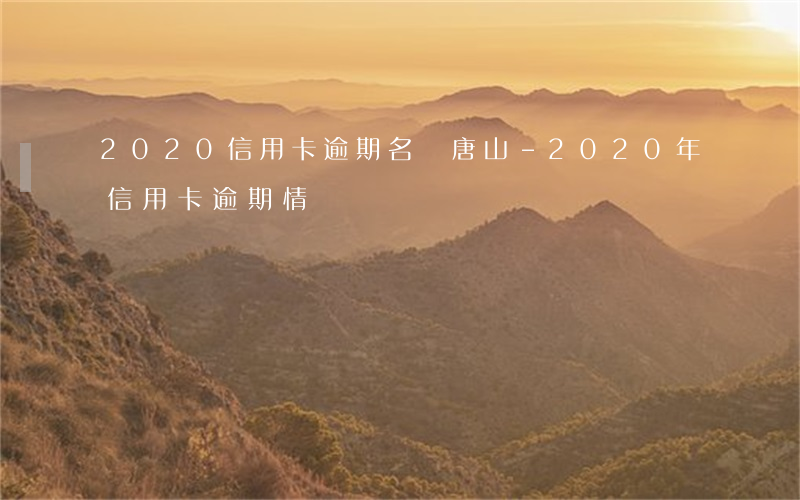 2020信用卡逾期名單唐山-2020年信用卡逾期情況