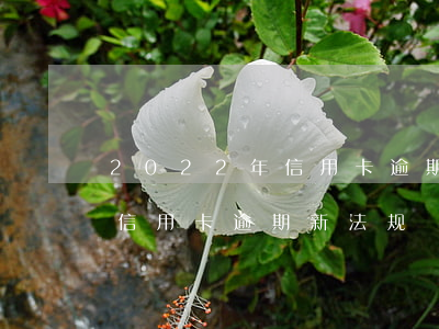 2022年信用卡逾期最新规定(2020年信用卡逾期新法规)
