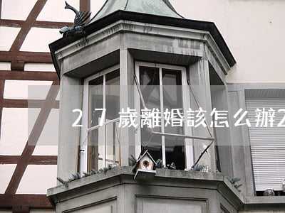 27歲離婚該怎么辦(26歲離婚了怎么辦)