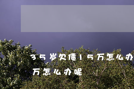 35岁欠债15万怎么办-35岁欠债15万怎么办呢