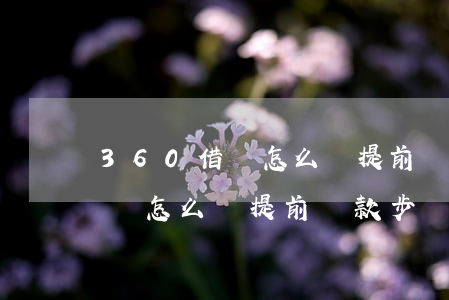 360借條怎么樣提前還款步驟-360借條怎么樣提前還款步驟