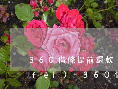 360借條提前還款減免手續(xù)費(fèi)-360借條提前還款減免手續(xù)費(fèi)是真的嗎