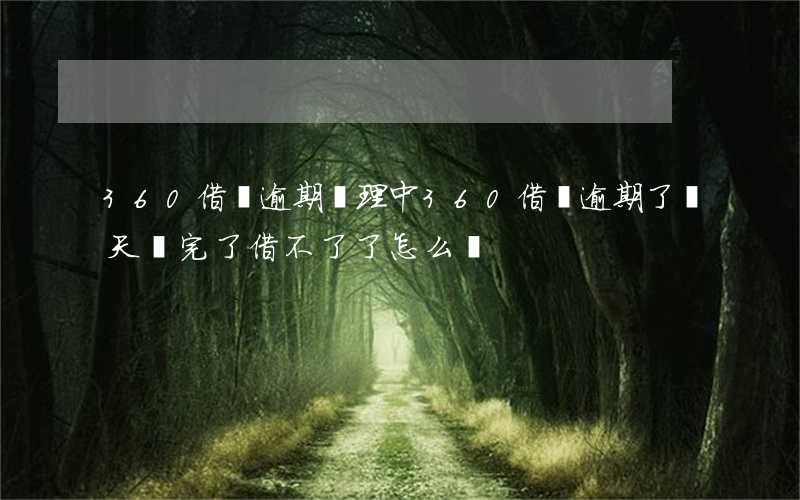 360借條逾期處理中(360借條逾期了幾天還完了借不了了怎么辦)