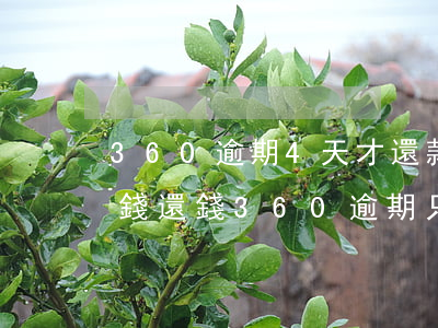 360逾期4天才還款 是全額還還是把逾期錢還錢（360逾期只還本金可以嗎）