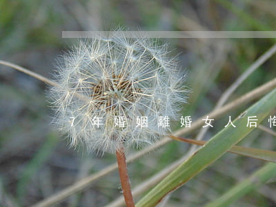 7年婚姻離婚女人后悔嗎(后悔離婚的女人)