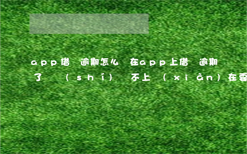 app借錢逾期怎么辦 在app上借錢逾期了暫時(shí)還不上現(xiàn)在要上門