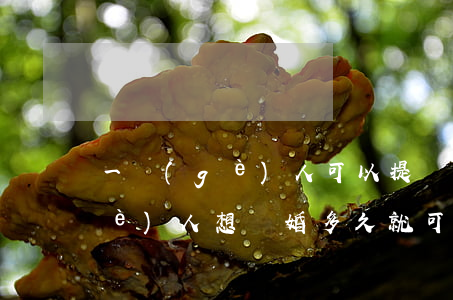 一個(gè)人可以提離婚嗎(如果一個(gè)人想離婚多久就可以離婚了)