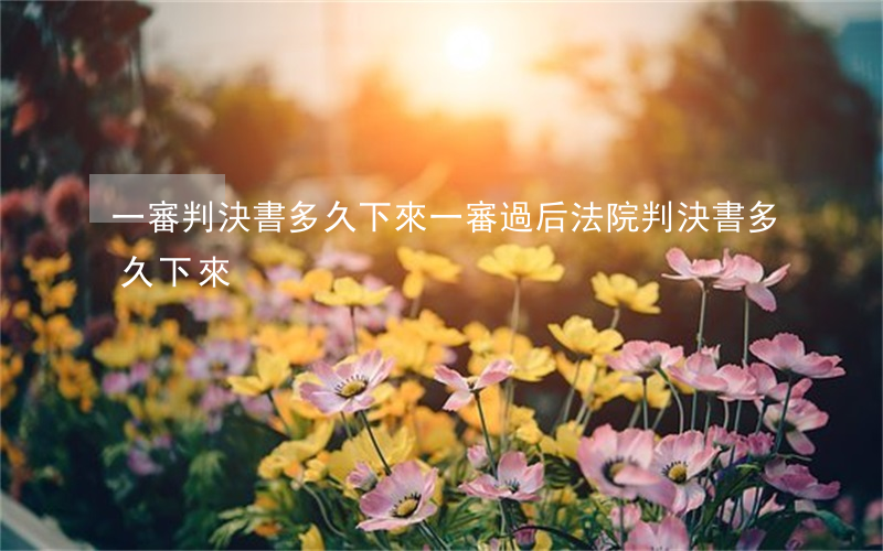 一審判決書多久下來(一審過后,法院判決書多久下來)