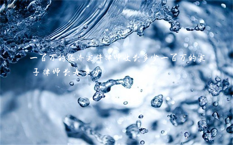 一百万的经济案件律师收费多少(一百万的案子律师费是多少)