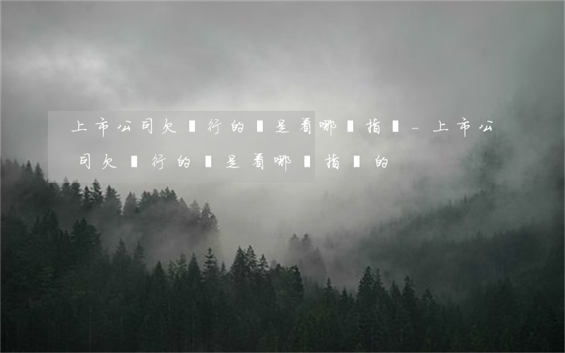 上市公司欠銀行的錢是看哪個指標-上市公司欠銀行的錢是看哪個指標的