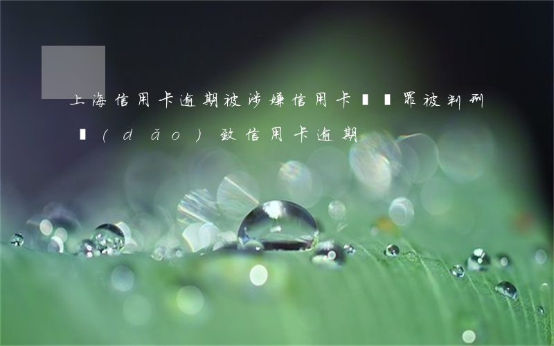 上海信用卡逾期被涉嫌信用卡詐騙罪(被判刑導(dǎo)致信用卡逾期)