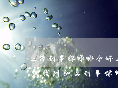上海刑事律师哪个好(上海刑事律师哪个好?如何找到知名刑事律师)