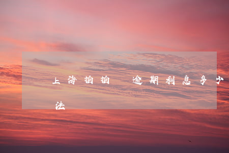上海拍拍貸逾期利息多少(上海拍拍貸利息合法嗎)