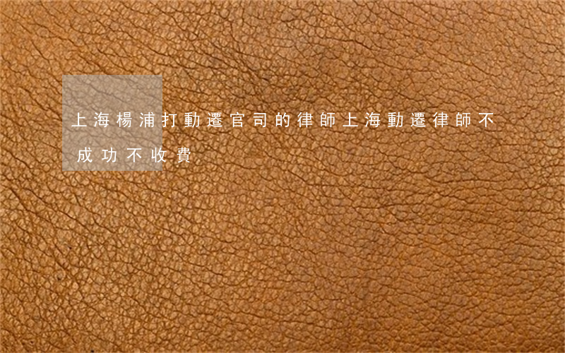 上海楊浦打動遷官司的律師(上海動遷律師 不成功不收費)