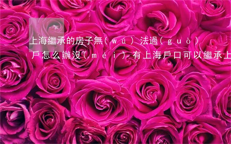 上海繼承的房子無(wú)法過(guò)戶怎么辦(沒(méi)有上海戶口可以繼承上海房子嗎)