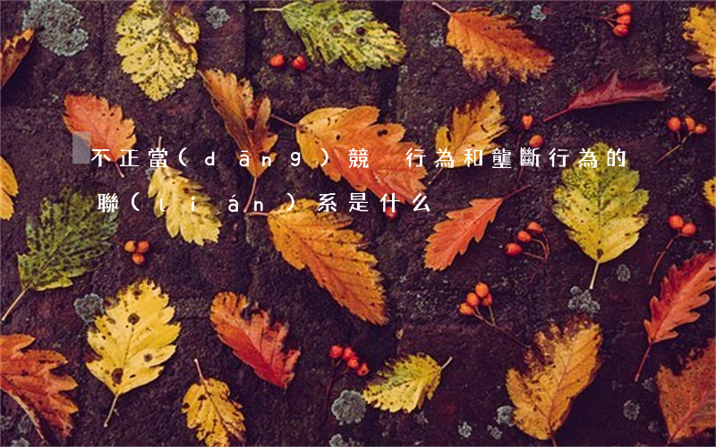不正當(dāng)競爭行為和壟斷行為的聯(lián)系是什么
