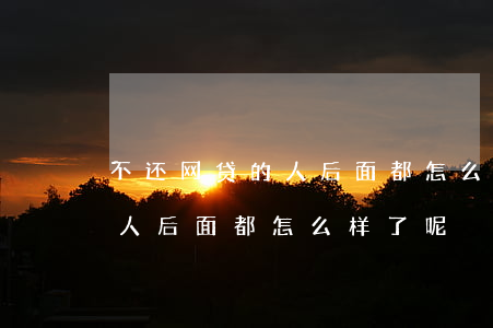 不还网贷的人后面都怎么样了-不还网贷的人后面都怎么样了呢