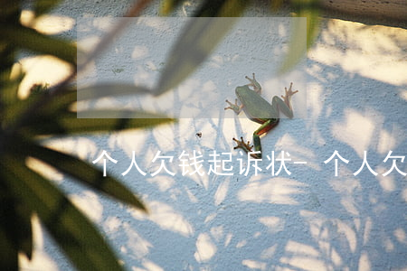 个人欠钱起诉状-个人欠款起诉状