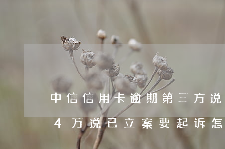 中信信用卡逾期第三方说报案 欠中信信用卡4万说已立案要起诉怎么办