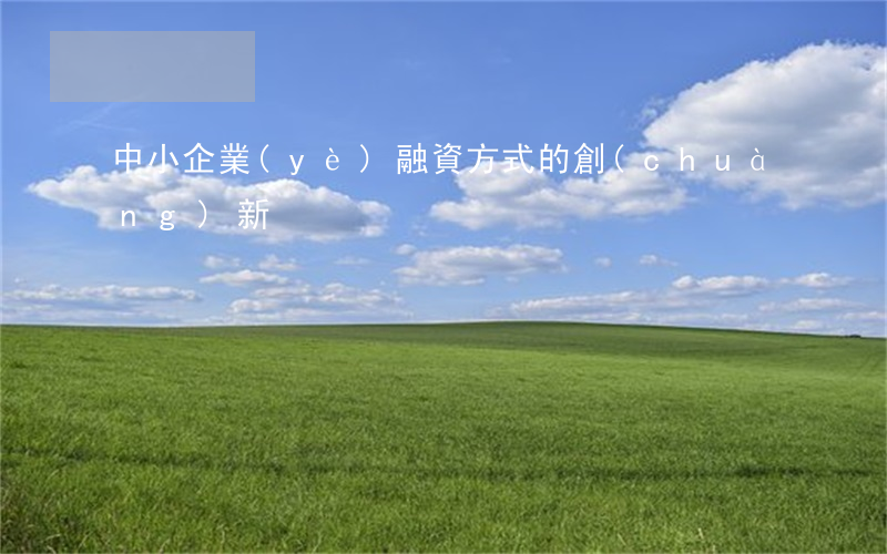 中小企業(yè)融資方式的創(chuàng)新