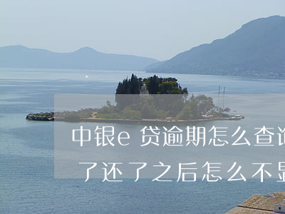 中银e贷逾期怎么查询(中银e贷逾期一个月了 还了之后怎么不显示逾期记录)