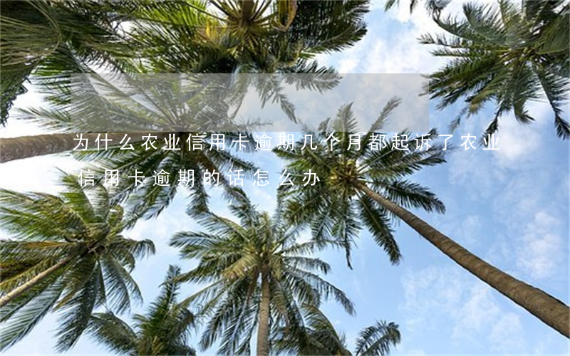 为什么农业信用卡逾期几个月都起诉了（农业信用卡逾期的话怎么办）