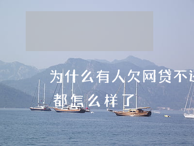 为什么有人欠网贷不还(那些欠网贷不还的人都怎么样了)