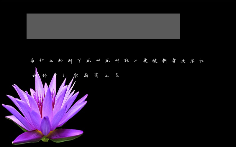 为什么都判了死刑，死刑犯还要被剥夺政治权利终身？原因有三点