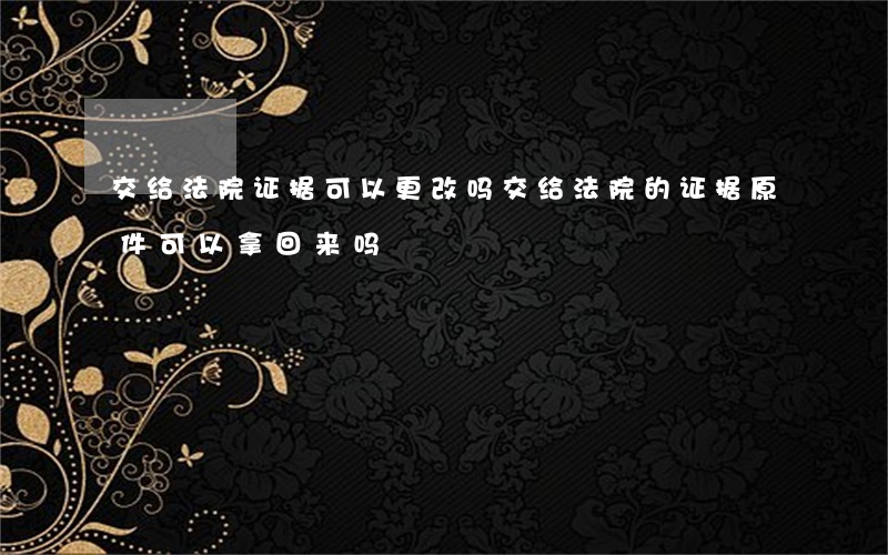 交给法院证据可以更改吗(交给法院的证据原件可以拿回来吗)