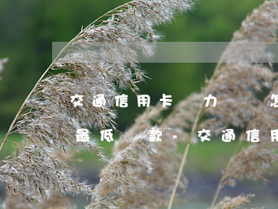 交通信用卡無力償還怎么申請(qǐng)最低還款-交通信用卡無力償還怎么申請(qǐng)最低還款