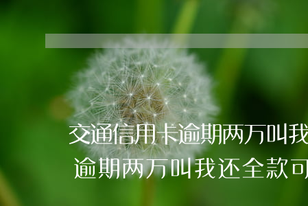 交通信用卡逾期两万叫我还全款(交通信用卡逾期两万叫我还全款可以吗)