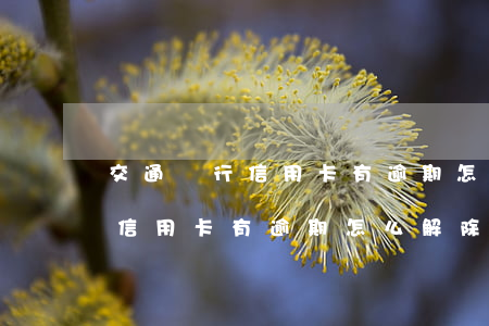 交通銀行信用卡有逾期怎么解除-交通銀行信用卡有逾期怎么解除限制
