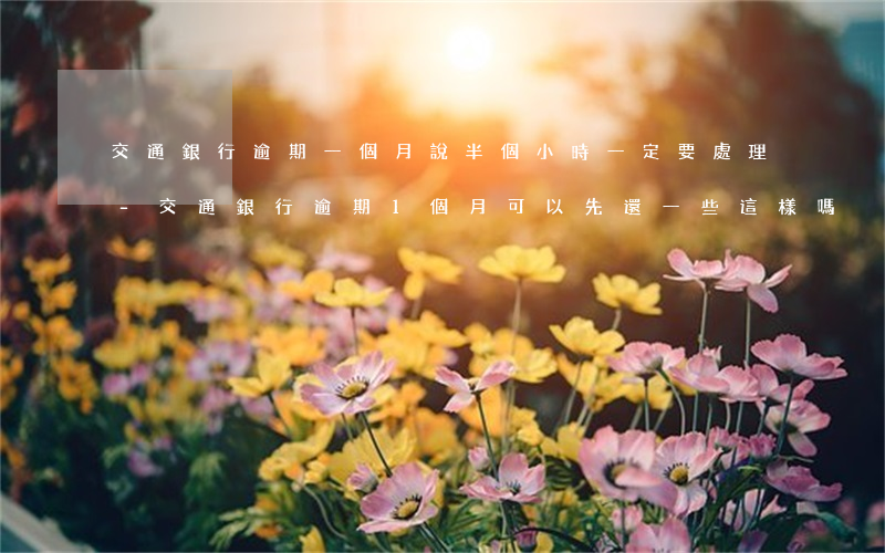 交通銀行逾期一個月說半個小時一定要處理-交通銀行逾期1個月可以先還一些這樣嗎?