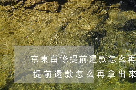 京東白條提前還款怎么再拿出來-京東白條提前還款怎么再拿出來還