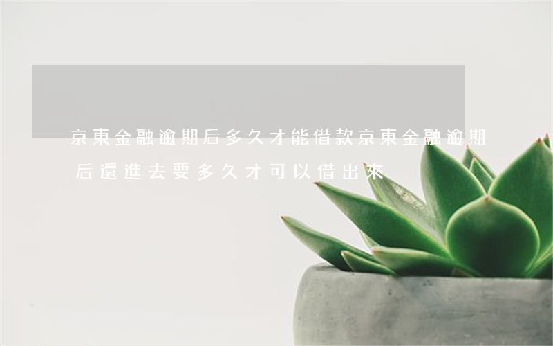 京東金融逾期后多久才能借款(京東金融逾期后還進去要多久才可以借出來)