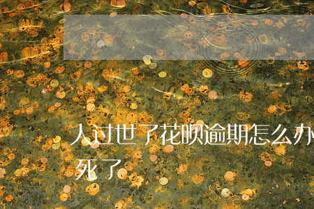 人过世了花呗逾期怎么办(淘宝花呗逾期但人死了)