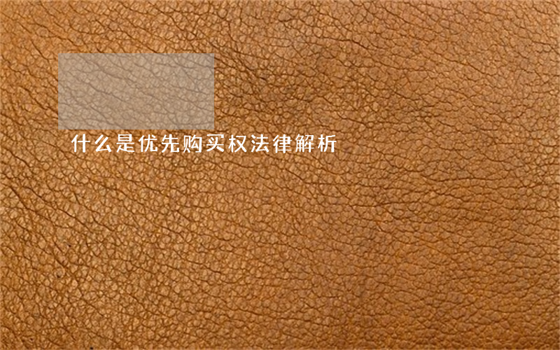 什么是优先购买权法律解析