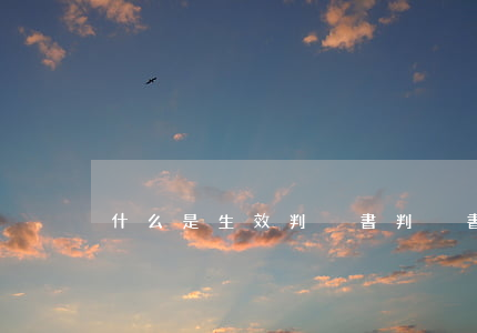 什么是生效判決書(判決書生效是什么意思)