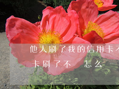 他人刷了我的信用卡不還(別人拿了我的信用卡刷了不還怎么辦)