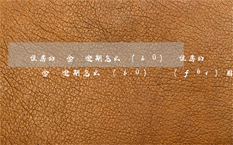 住房公積金貸逾期怎么補(bǔ)繳 住房公積金貸逾期怎么補(bǔ)繳費(fèi)用