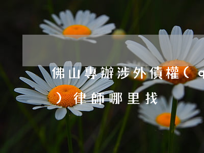 佛山專辦涉外債權(quán)債務(wù)律師哪里找