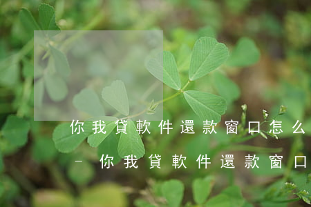 你我貸軟件還款窗口怎么沒(méi)有了-你我貸軟件還款窗口怎么沒(méi)有了呢