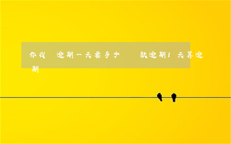 你我貸逾期一天要多少錢(貸款逾期1天算逾期嗎)