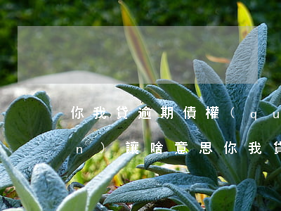你我貸逾期債權(quán)轉(zhuǎn)讓啥意思(你我貸債權(quán)轉(zhuǎn)讓什么意思要一次還完嗎)