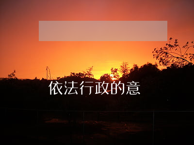 依法行政的意義