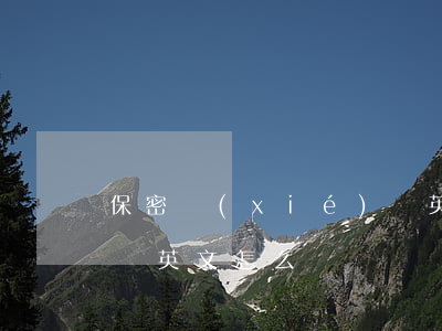 保密協(xié)議英文(保密協(xié)議英文怎么說)