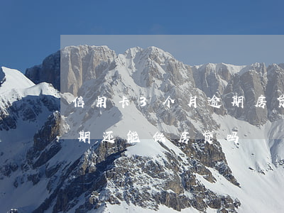 信用卡3个月逾期房贷(连续三个月信用卡逾期还能做房贷吗)
