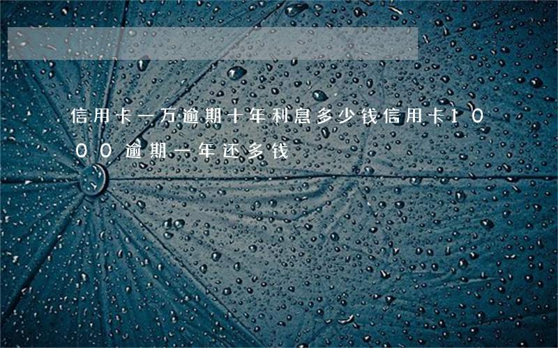信用卡一万逾期十年利息多少钱(信用卡1000逾期一年还多钱)