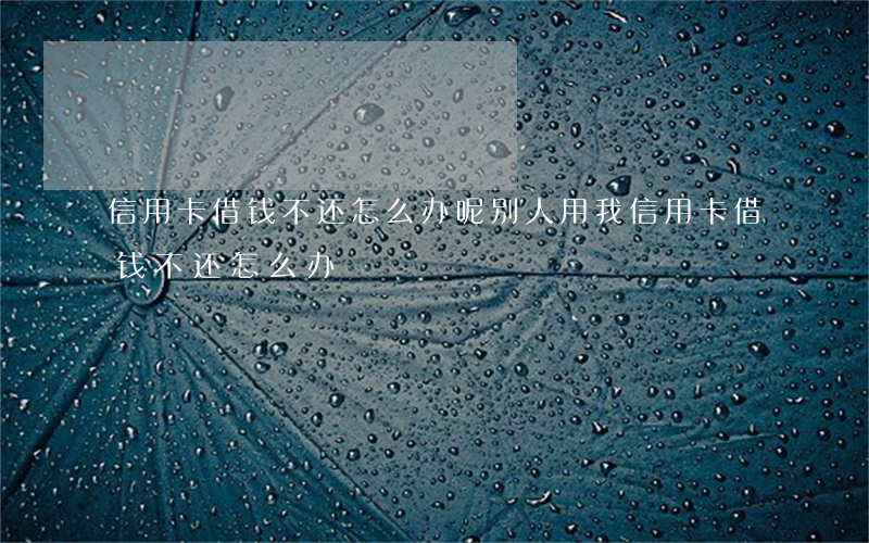 信用卡借钱不还怎么办呢(别人用我信用卡借钱不还怎么办)