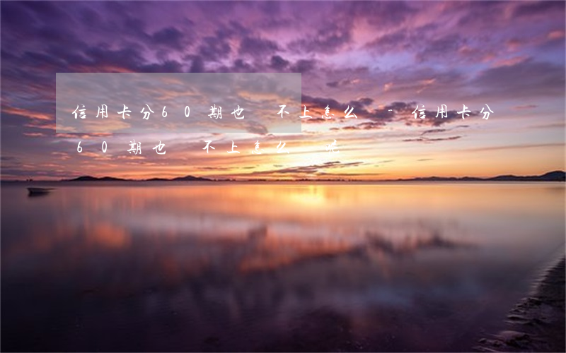 信用卡分60期也還不上怎么辦-信用卡分60期也還不上怎么辦呢